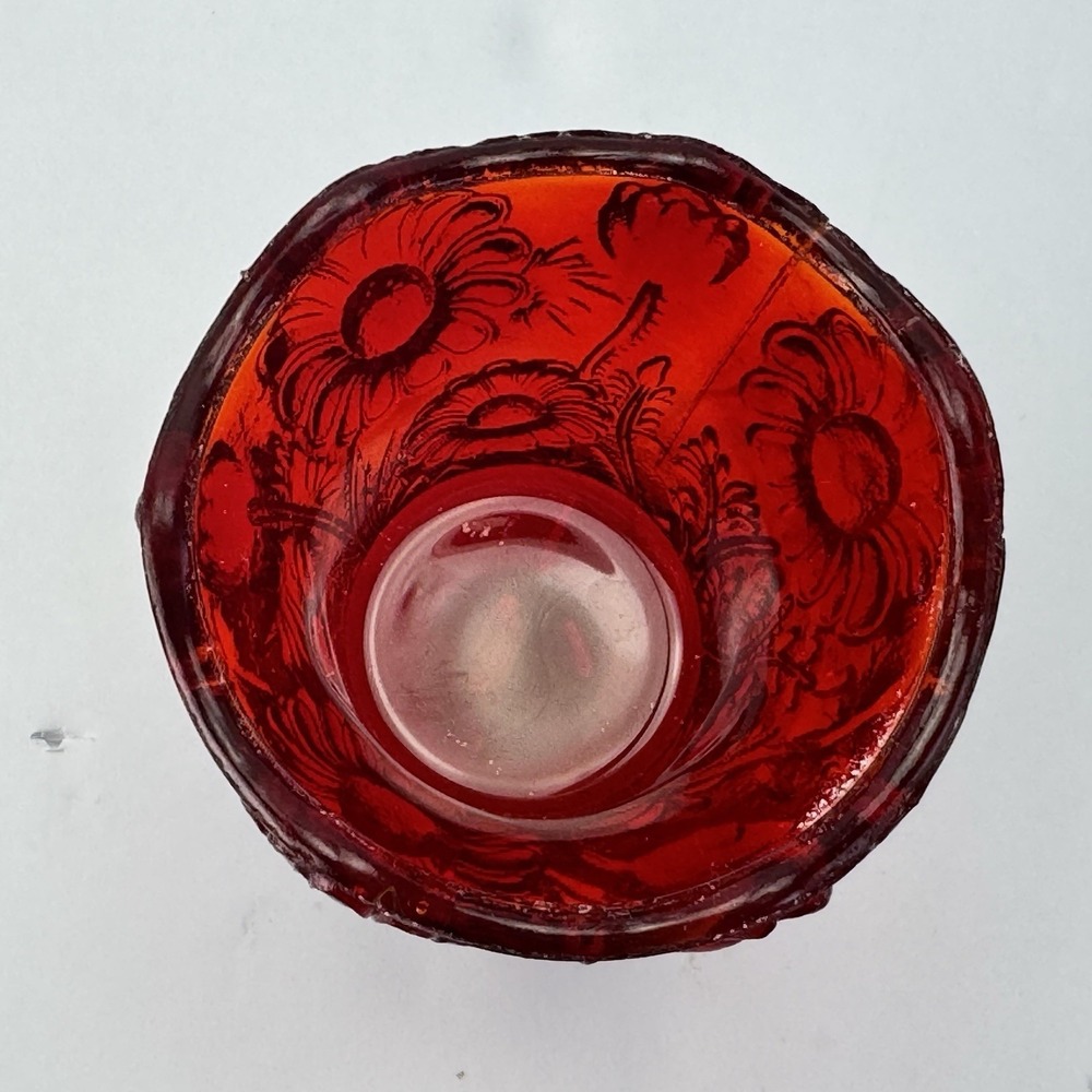VINTAGE HOMCO RUBY RED GLASS PEG VOTIVE RETRO CANDLEHOLDER (READ) - Picture 2 of 7